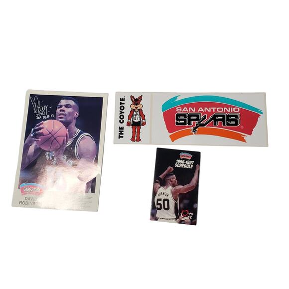 David Robinson San Antonio Spurs Signed Highlights Card, Bumper Sticker Schedule - Picture 1 of 9